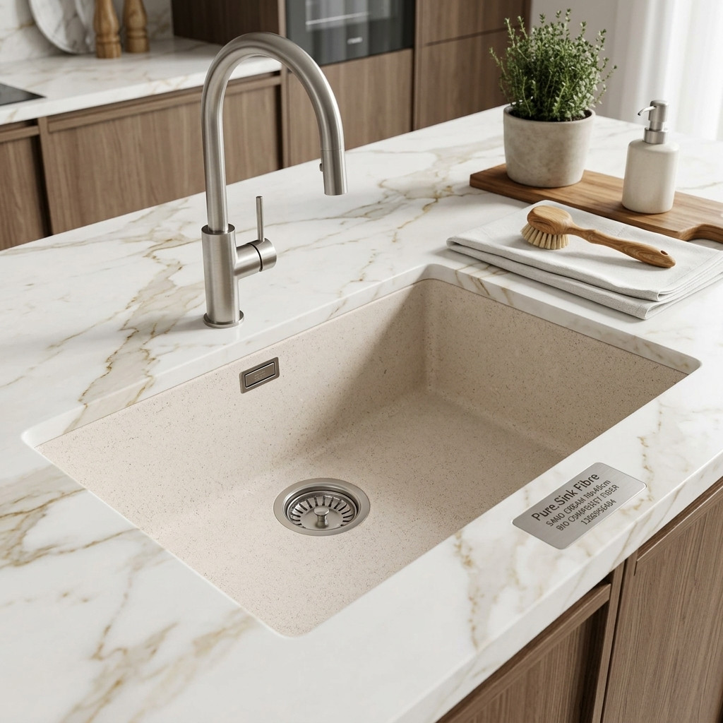Large white sink, 70x40 cm, for undermount or top-mount installation, with stainless steel plug 1208956404